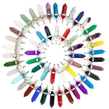Various Netural Stone Hexagonal Column Crystal Accessories Bullet Key Chain Necklace Sweater Chain Pendant Accessories